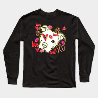 Pittie Giving Love Hugs' and Kisses Long Sleeve T-Shirt